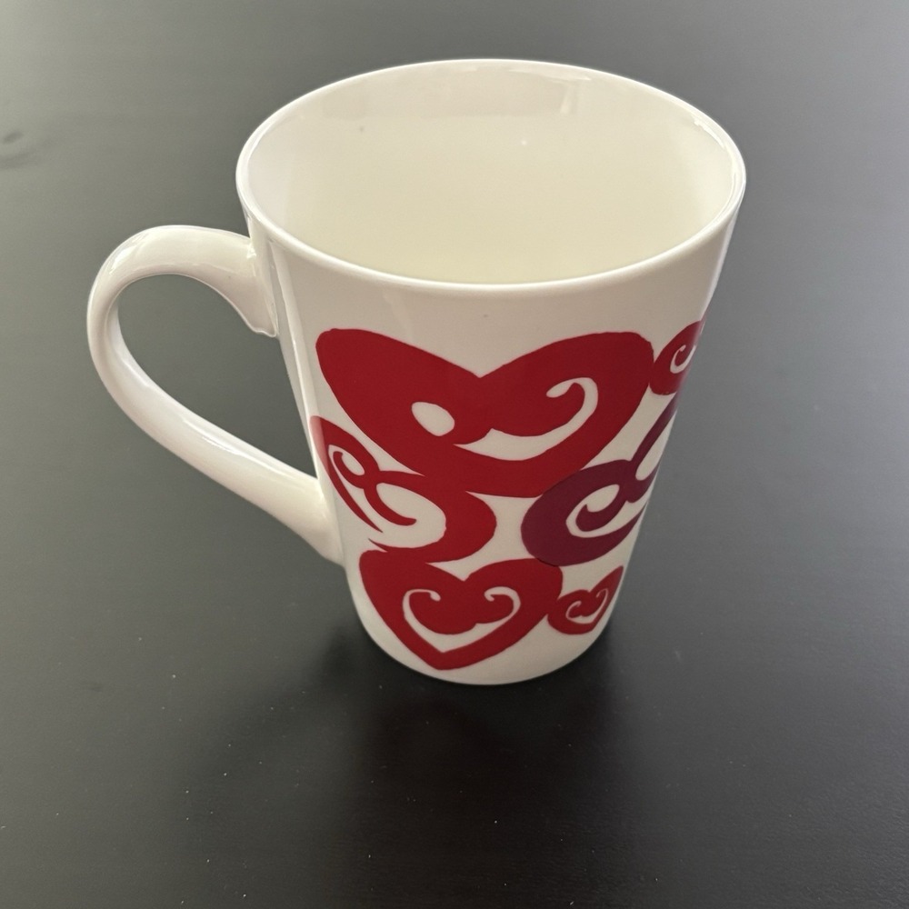 Starbucks Red Heart Coffee Mug White Tea Cup Valentine Love 12 fl oz